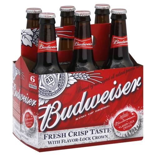 Budweiser 6 Pack, 12 Ounce Bottles